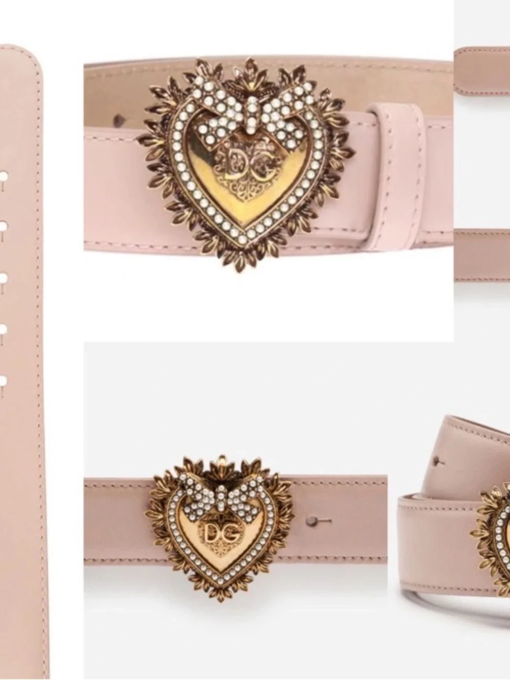 Dolce & Gabbana Gold Heart Buckle Belt with Pink Leather